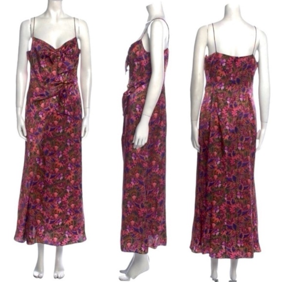 SALONI Penelope Silk Floral Print Sleeveless Midi-Dress Slip Size 4 NEW - Picture 10 of 13